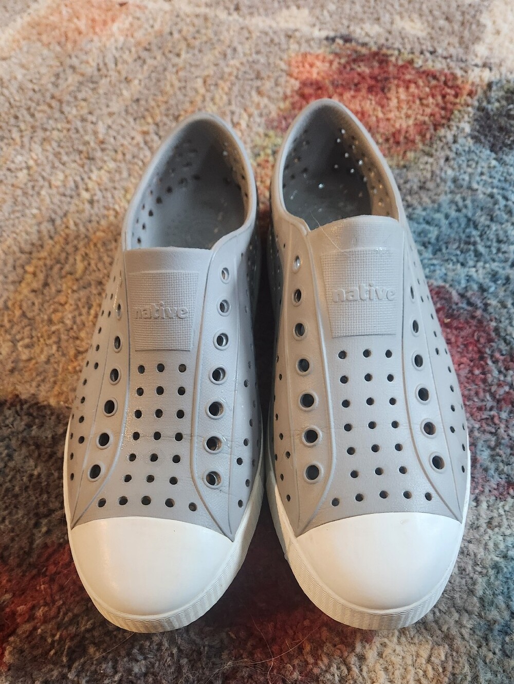 Native Men's Jefferson Slip-On Sneakers in Light Gray and White